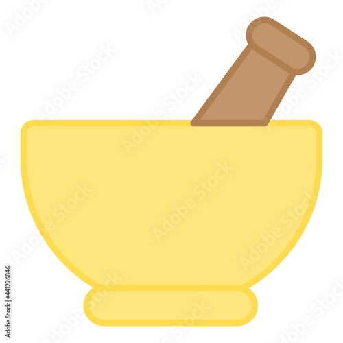 A flat design, icon of pestle mortar