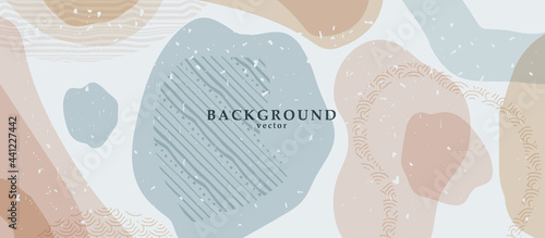 Fototapeta Naklejka Na Ścianę i Meble -  Abstract background art with color shapes on background. Web or wall art decor. Boho style minimalistic background. Vector illustration.