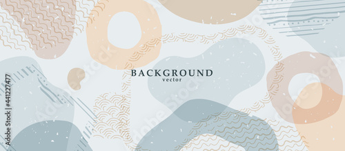 Abstract background art with color shapes on background. Web or wall art decor. Boho style minimalistic background. Vector illustration.