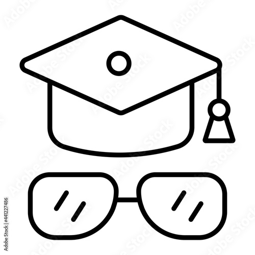 Academic cap with glasses, educational accessory icon