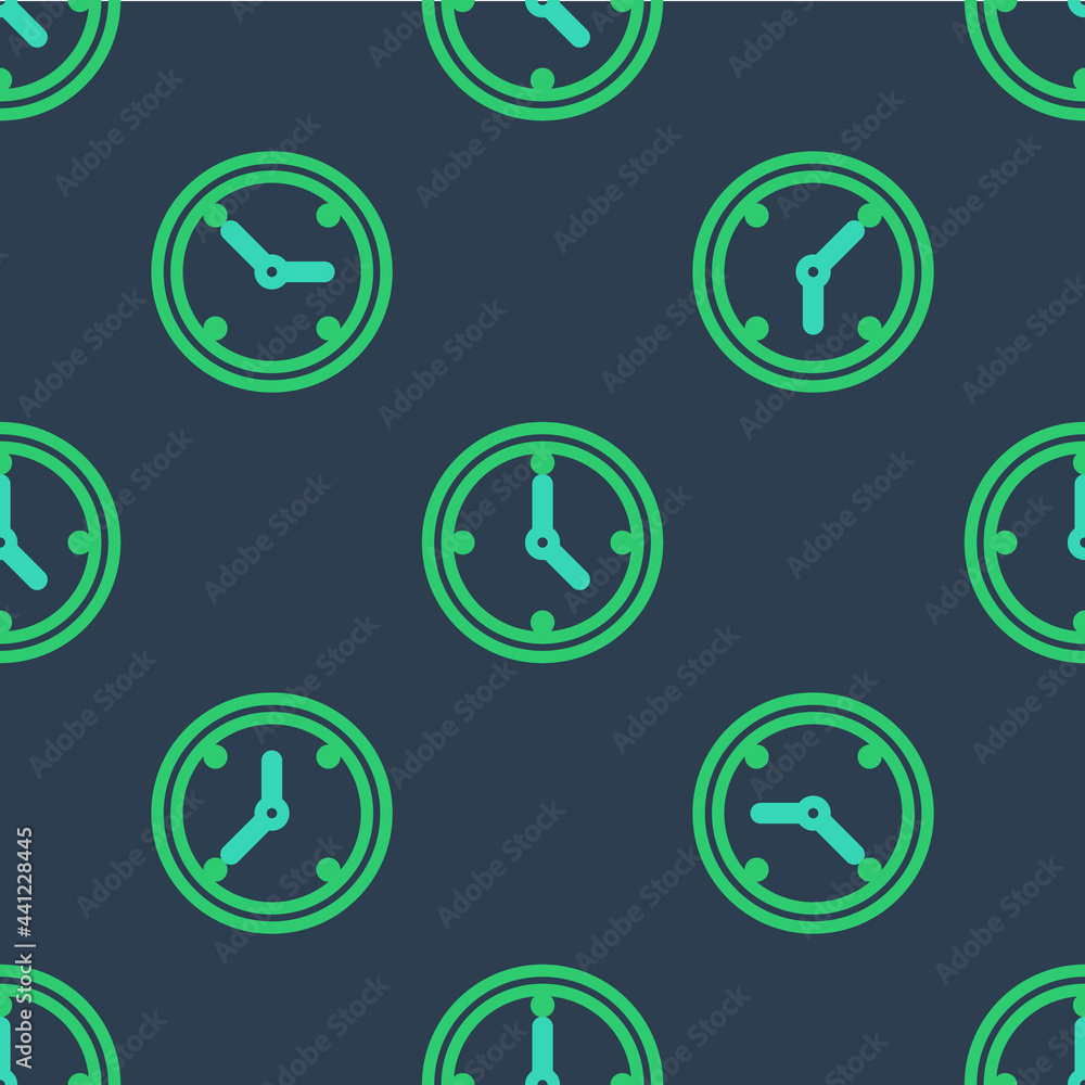 Line Clock icon isolated seamless pattern on blue background. Time symbol. Vector Line Clock icon isolated seamless pattern on blue background. Time symbol. Vector