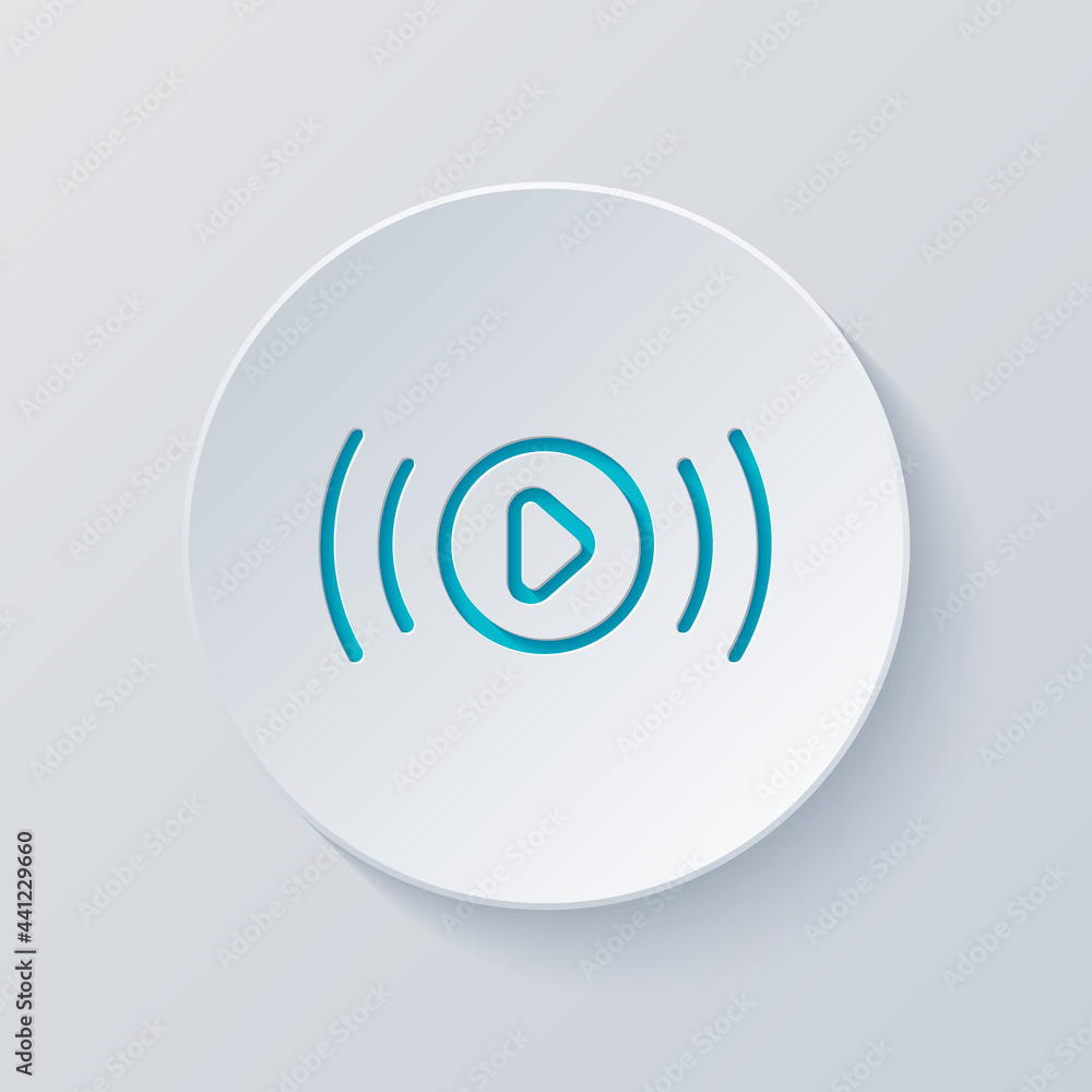 Live stream, broadcasting, online video. Cut circle with gray and blue layers. Paper style Live stream, broadcasting, online video. Cut circle with gray and blue layers. Paper style