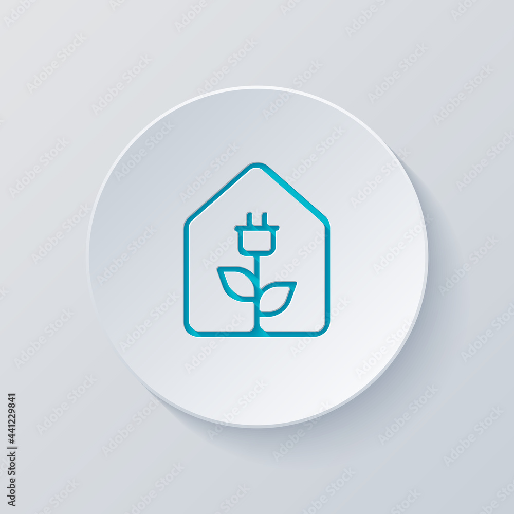 Ecology house, green and eco energy for home. Cut circle with gray and blue layers. Paper style Ecology house, green and eco energy for home. Cut circle with gray and blue layers. Paper style