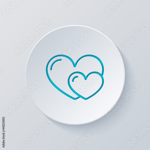 Free Download Two crossed hearts, wedding or marriage. Cut circle with gray and blue layers. Paper style - GFXLoad