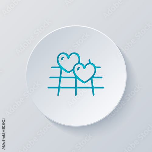 Map and heart, favorite addresses, loved places. Cut circle with gray and blue layers. Paper style