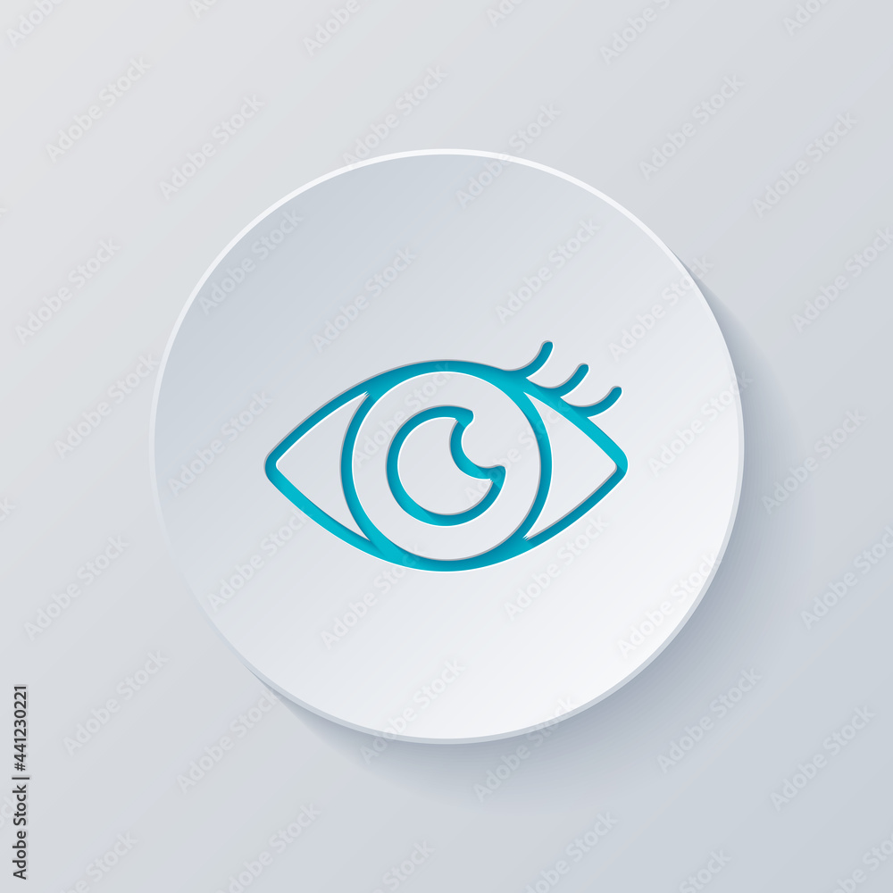 Woman eye, girl eyelash, beauty logo. Cut circle with gray and blue layers. Paper style Woman eye, girl eyelash, beauty logo. Cut circle with gray and blue layers. Paper style