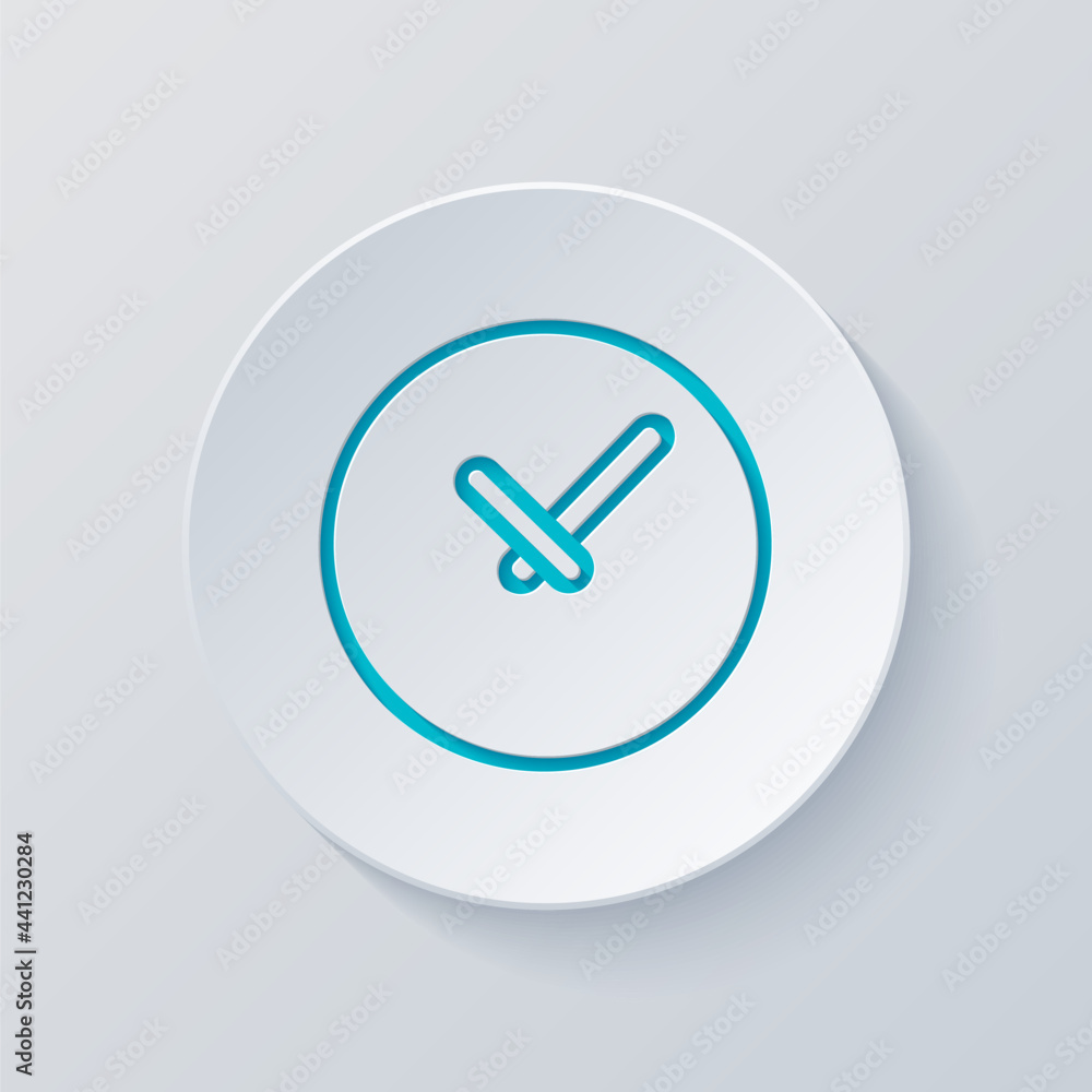 Timer in circle, simple clock or watch, time icon. Cut circle with gray and blue layers. Paper style Timer in circle, simple clock or watch, time icon. Cut circle with gray and blue layers. Paper style