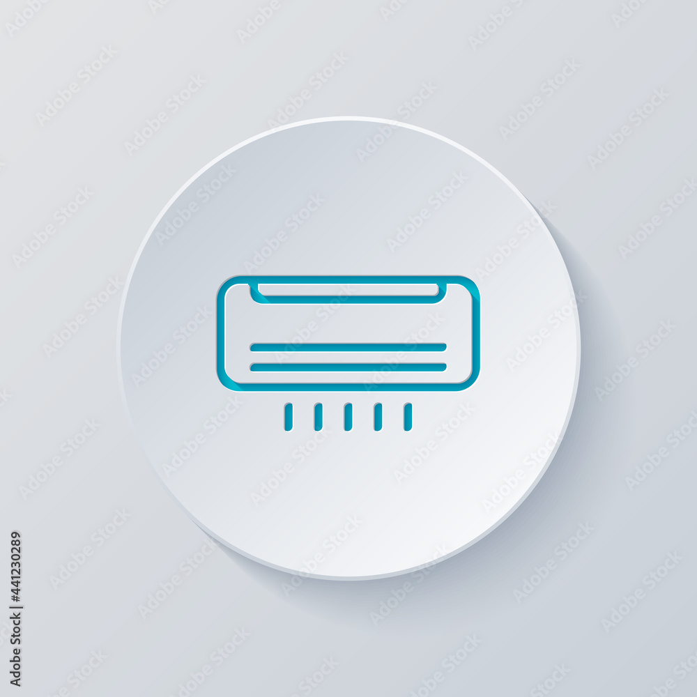 Air conditioner, climate system, simple icon. Cut circle with gray and blue layers. Paper style Air conditioner, climate system, simple icon. Cut circle with gray and blue layers. Paper style