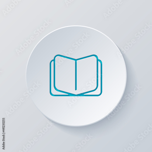 Empty notebook, literature book, published story. Cut circle with gray and blue layers. Paper style