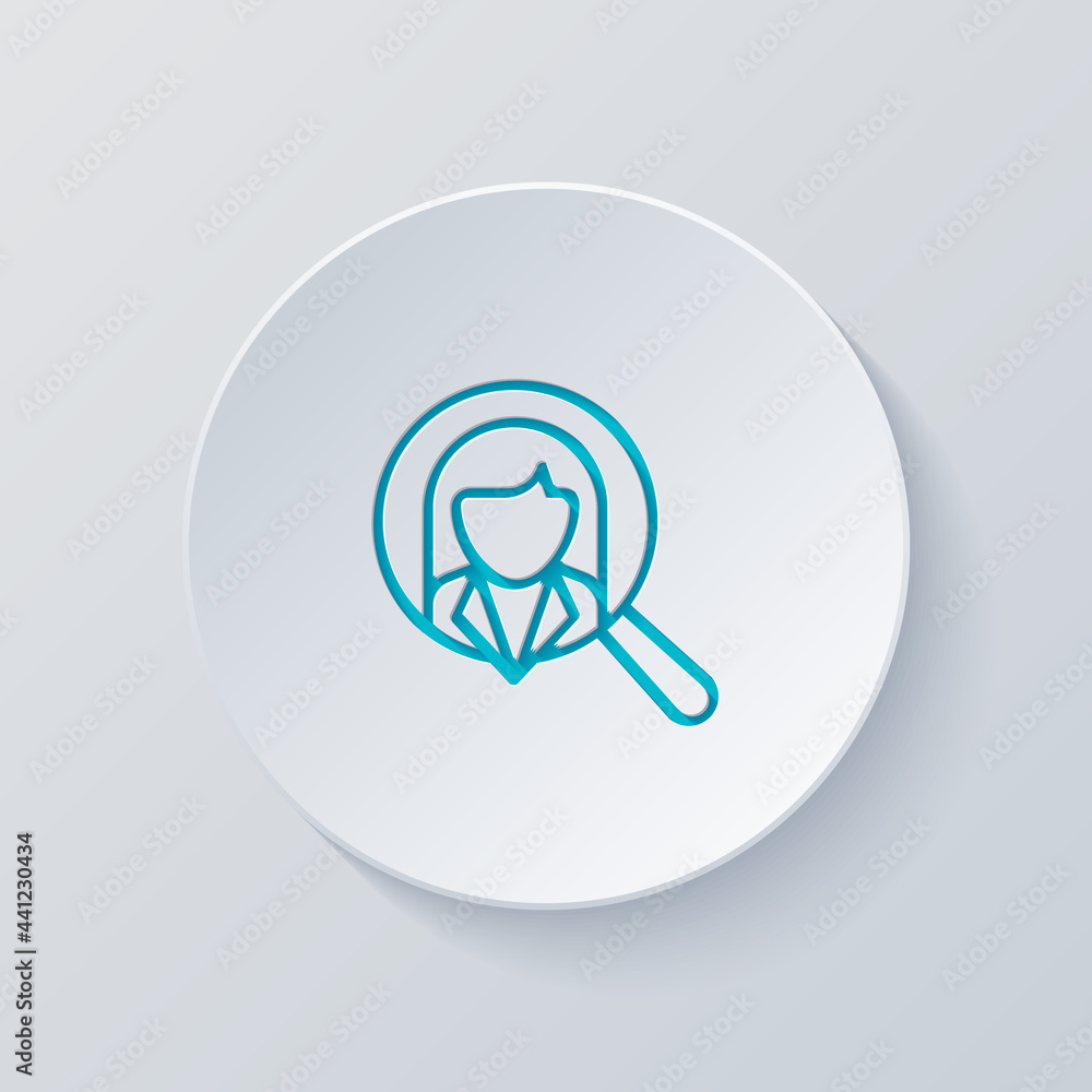 Human Resource, recruit to a job, search experts, talent people, business icon. Cut circle with gray and blue layers. Paper style Human Resource, recruit to a job, search experts, talent people, business icon. Cut circle with gray and blue layers. Paper style