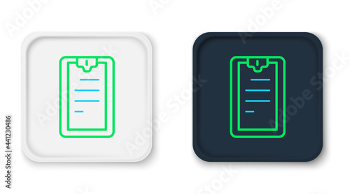 Line Clipboard with checklist icon isolated on white background. Control list symbol. Survey poll or questionnaire feedback form. Colorful outline concept. Vector