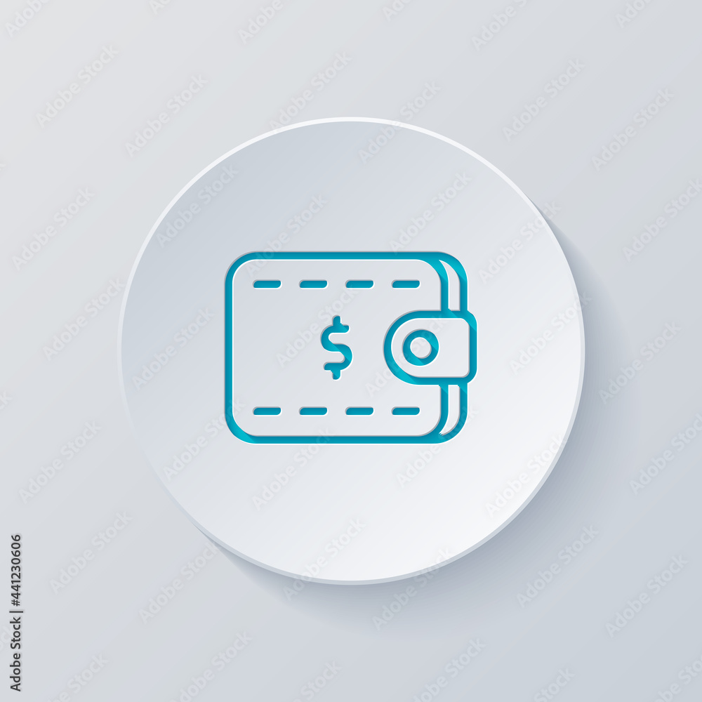 Simple wallet icon, place for money and cards. Cut circle with gray and blue layers. Paper style Simple wallet icon, place for money and cards. Cut circle with gray and blue layers. Paper style