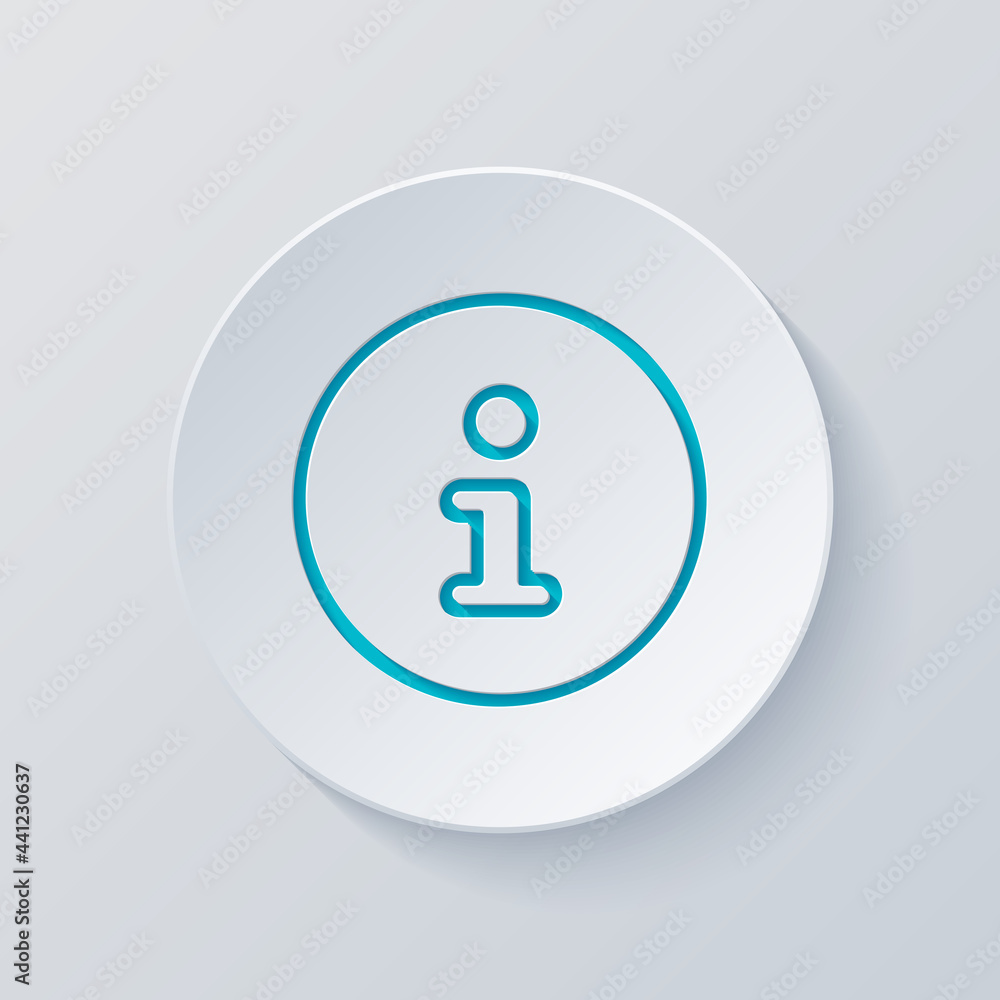 Info symbol in rounded cloud, simple icon. Cut circle with gray and blue layers. Paper style Info symbol in rounded cloud, simple icon. Cut circle with gray and blue layers. Paper style