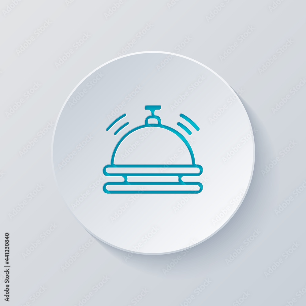 Hotel bell, simple icon. Cut circle with gray and blue layers. Paper style Hotel bell, simple icon. Cut circle with gray and blue layers. Paper style