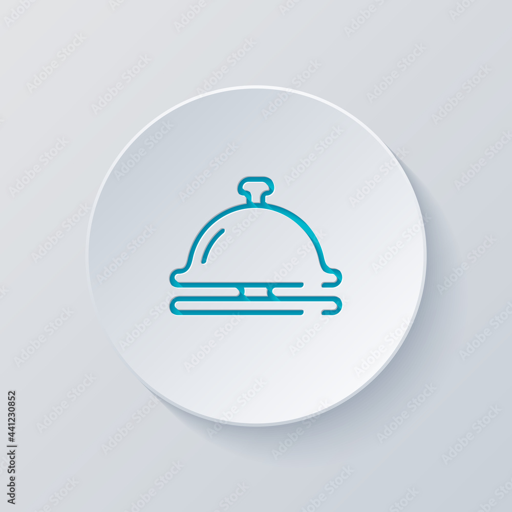 Hotel bell, simple icon. Cut circle with gray and blue layers. Paper style Hotel bell, simple icon. Cut circle with gray and blue layers. Paper style