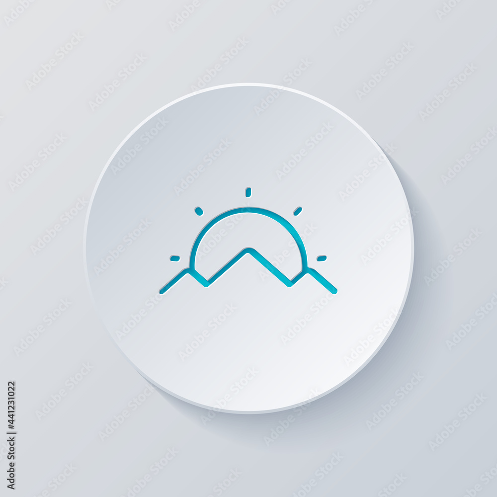 Silhouette of mountain, simple icon. Cut circle with gray and blue layers. Paper style Silhouette of mountain, simple icon. Cut circle with gray and blue layers. Paper style