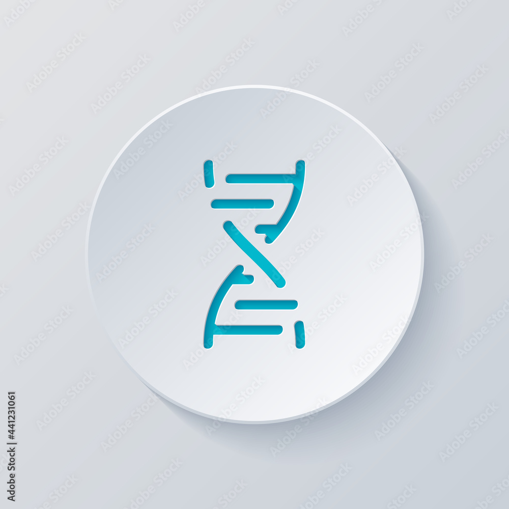 DNA helix, simple icon. Cut circle with gray and blue layers. Paper style DNA helix, simple icon. Cut circle with gray and blue layers. Paper style