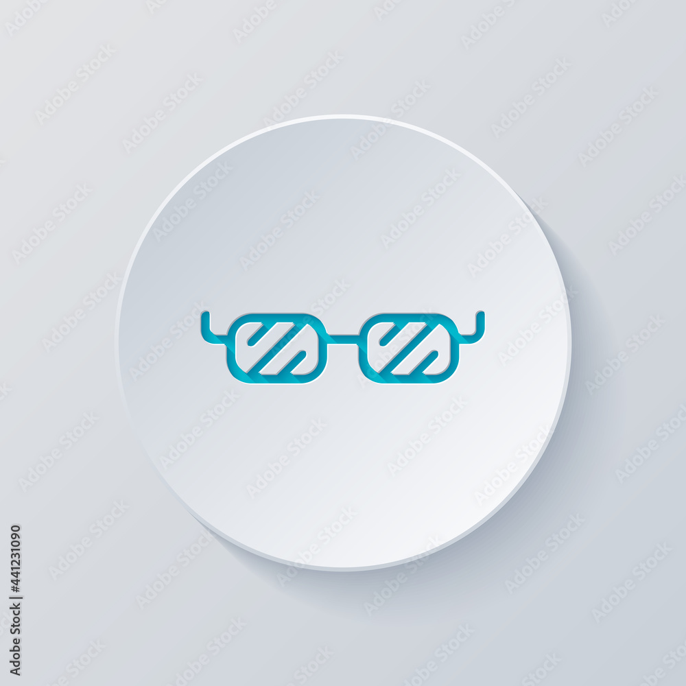 Square glasses, simple icon. Cut circle with gray and blue layers. Paper style Square glasses, simple icon. Cut circle with gray and blue layers. Paper style