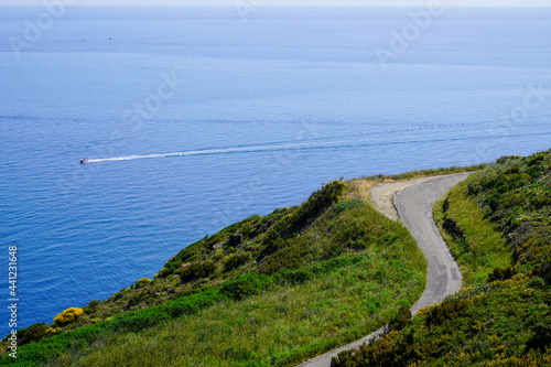 street road coast in south sea mediterranean beach coast Pyrenees Orientales in Languedoc-Roussillon France photo