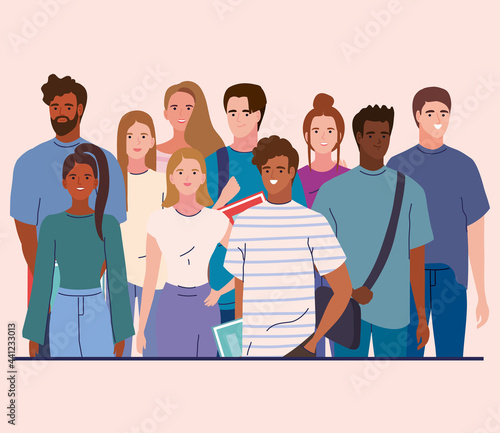 smiling students group