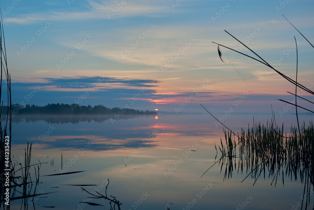 Morning by the lake. Beautiful spring sunrise Morning by the lake. Beautiful spring sunrise