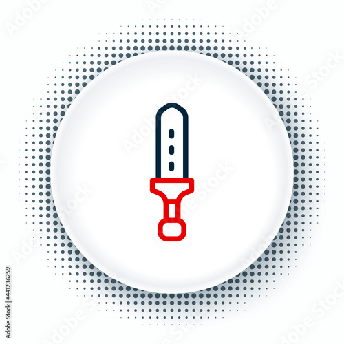 Line Medieval sword icon isolated on white background. Medieval weapon. Colorful outline concept. Vector