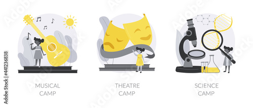 Summer vacation camps abstract concept vector illustrations.