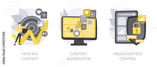 Mass media abstract concept vector illustrations.