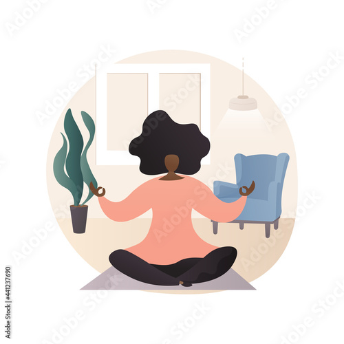 Home yoga abstract concept vector illustration.