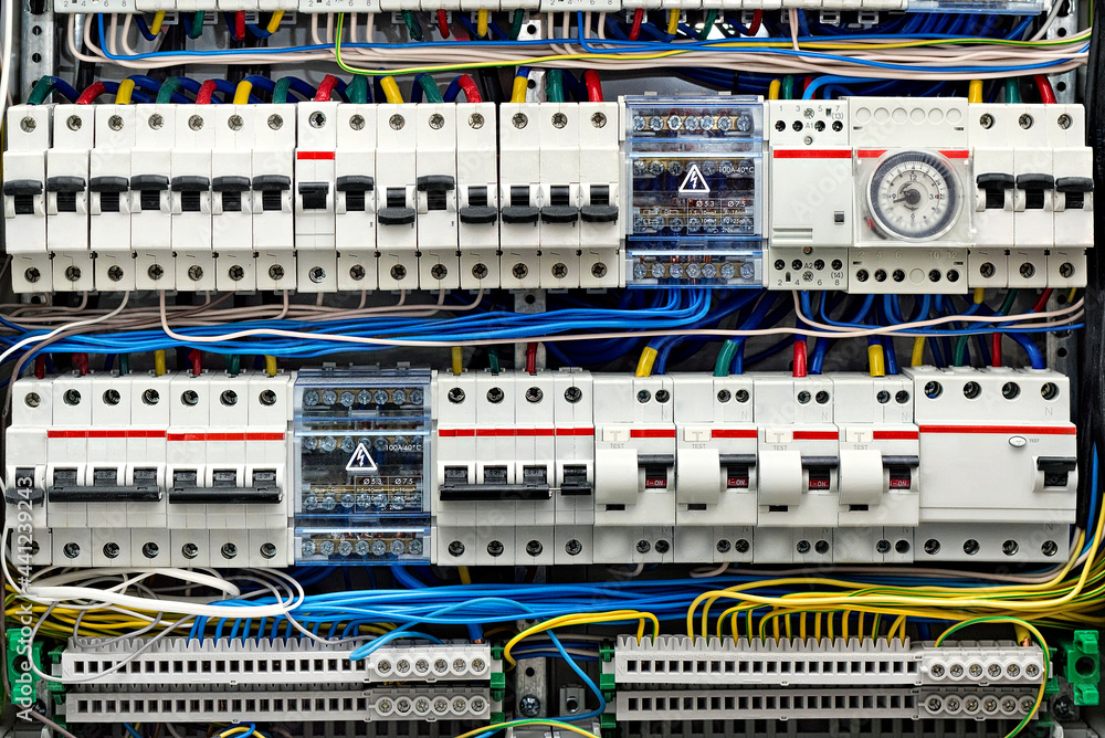 electrical panel with fuses closeup electrical panel with fuses closeup