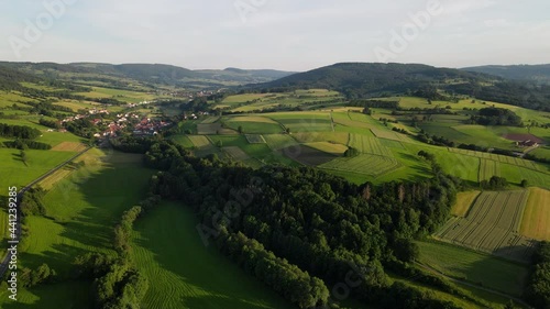Aerial of the volcanic Rhön mountains in germany, hesse in 4k drone photo