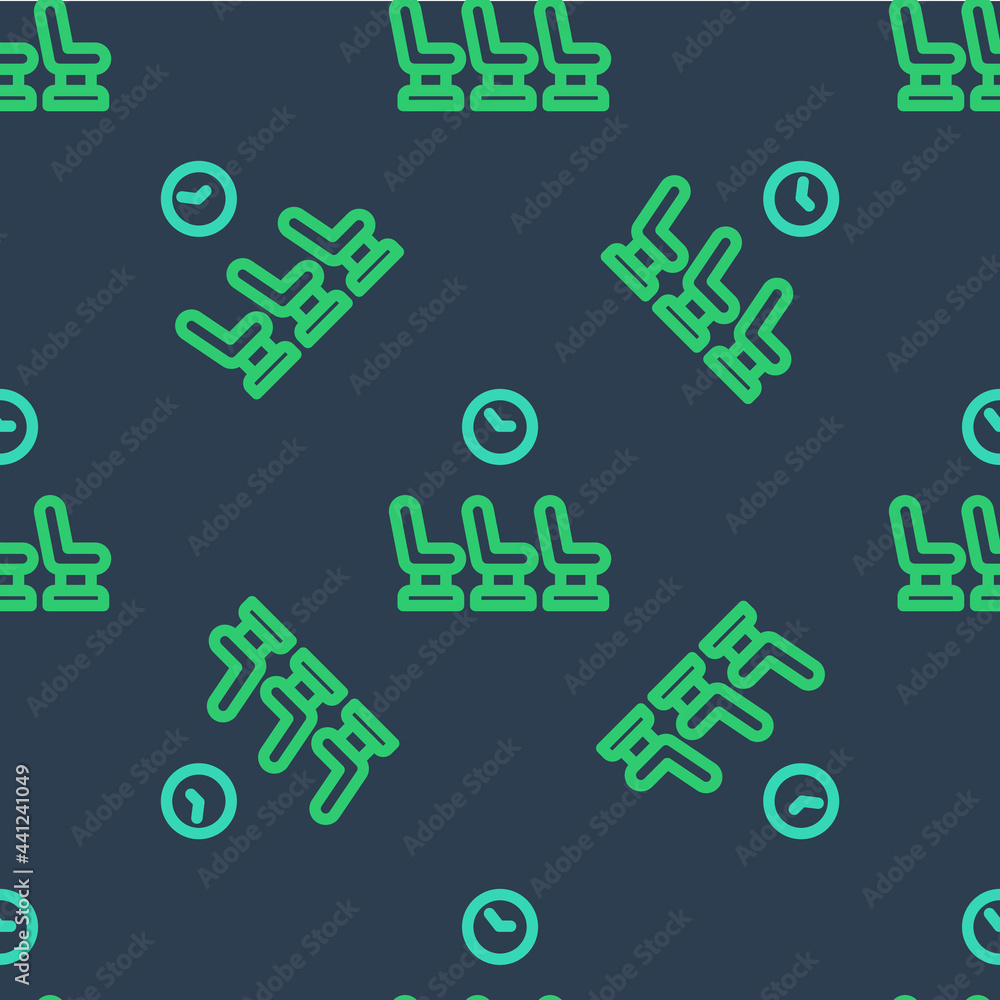 Line Waiting room icon isolated seamless pattern on blue background. Vector Line Waiting room icon isolated seamless pattern on blue background. Vector