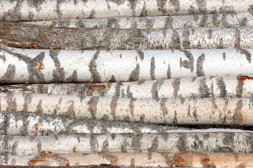 Fototapeta Naklejka Na Ścianę i Meble -  stacked birch logs, logging product, background, texture