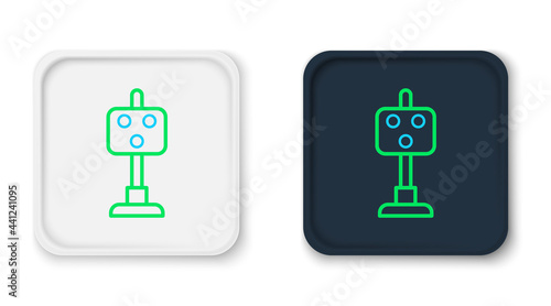 Line Train traffic light icon isolated on white background. Traffic lights for the railway to regulate the movement of trains. Colorful outline concept. Vector
