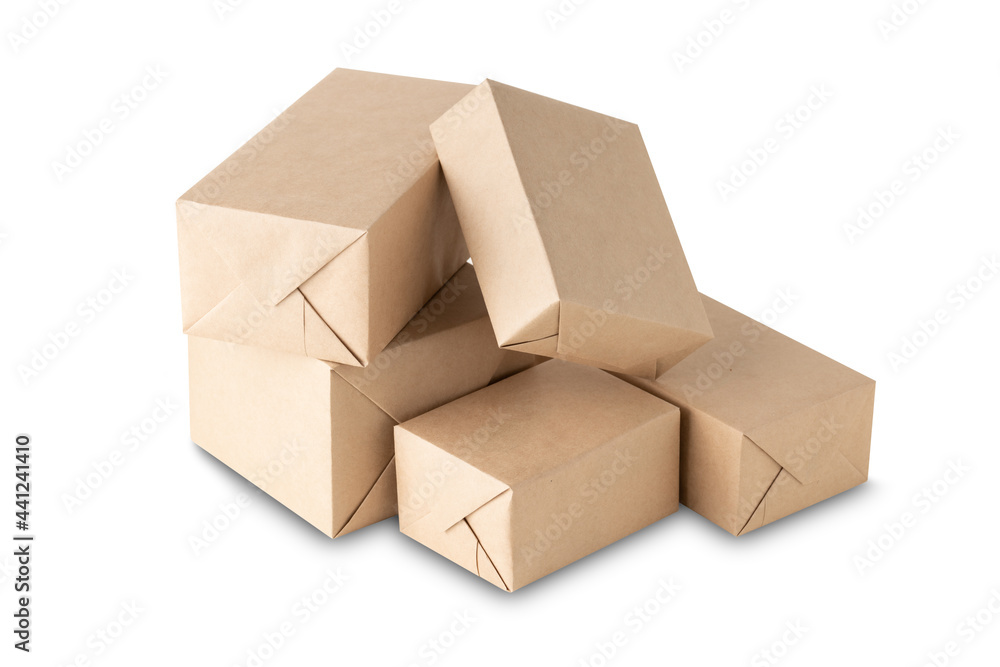 parcels or gifts wrapped in wrapping paper isolated on white background parcels or gifts wrapped in wrapping paper isolated on white background