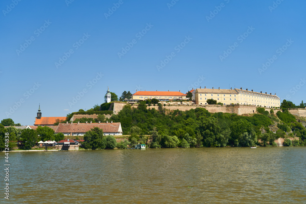 View on Petrovaradin fortress over Danube river, Novi Sad, Serbia