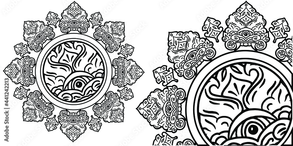 Ornament Bali Mandala Barong Vector Image Illustrations