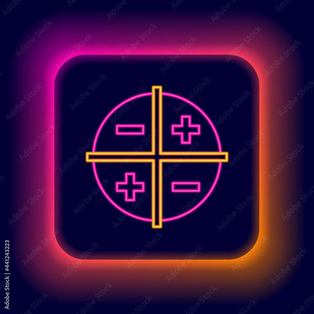 Fototapeta premium Glowing neon line XYZ Coordinate system icon isolated on black background. XYZ axis for graph statistics display. Colorful outline concept. Vector