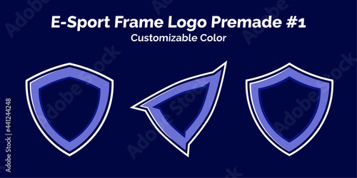 three set Esport shield frame Logo premade, customizable color