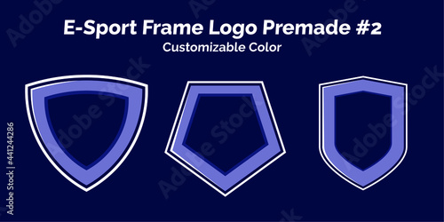 three set Esport shield frame Logo premade, customizable color