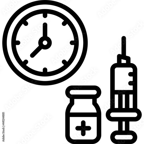 Clock and Vaccine icon, Vaccine Development related vector