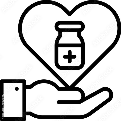 Vaccine bottle on hand icon, Vaccine Development related vector