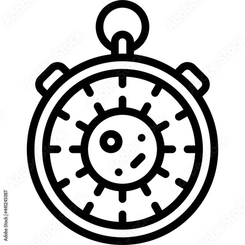 Stopwatch with Virus icon, Vaccine Development related vector