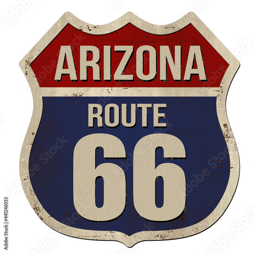 Arizona, Route 66 vintage rusty metal sign