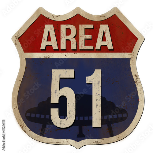 Area 51 vintage rusty metal sign