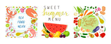 Square compositions menu banner with different with food