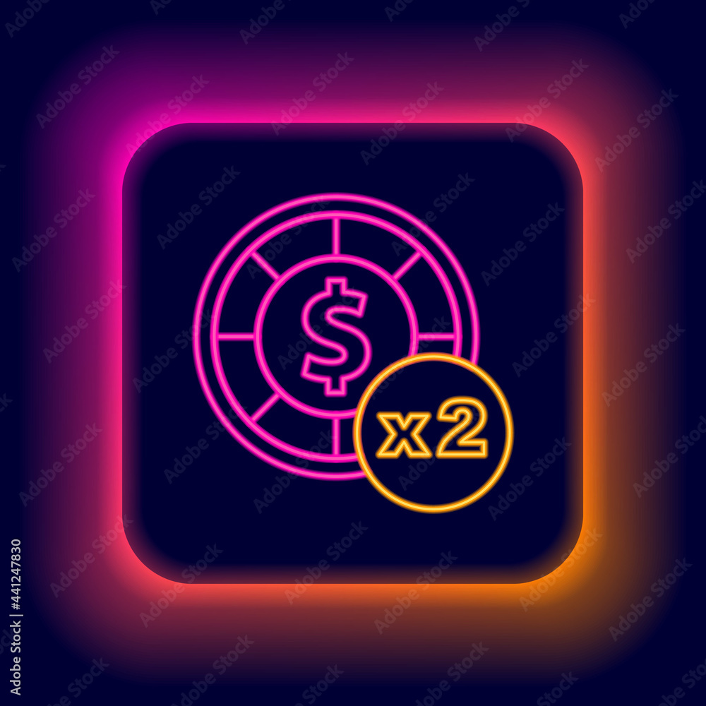 Glowing neon line Casino chips icon isolated on black background. Casino gambling. Colorful outline concept. Vector Glowing neon line Casino chips icon isolated on black background. Casino gambling. Colorful outline concept. Vector