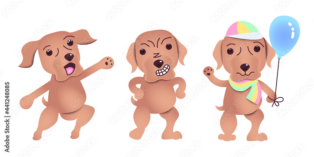 Set of Cute Labrador dog waving paw Set of Cute Labrador dog waving paw