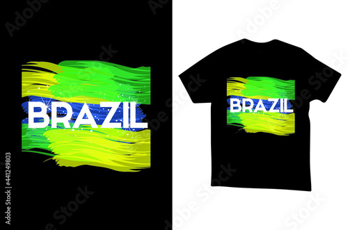 Brazil World Football Cup T-shirt Template with Brazil National Flag vector