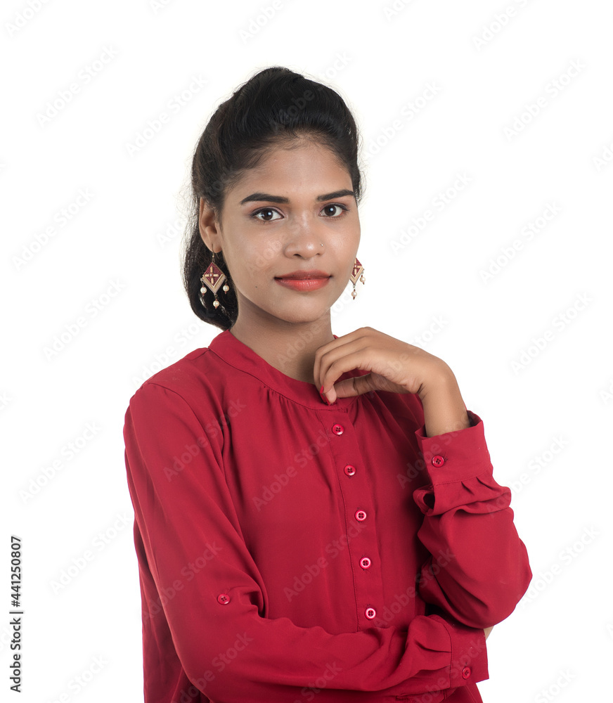 Beautiful Indian traditional girl posing on white background. Beautiful Indian traditional girl posing on white background.